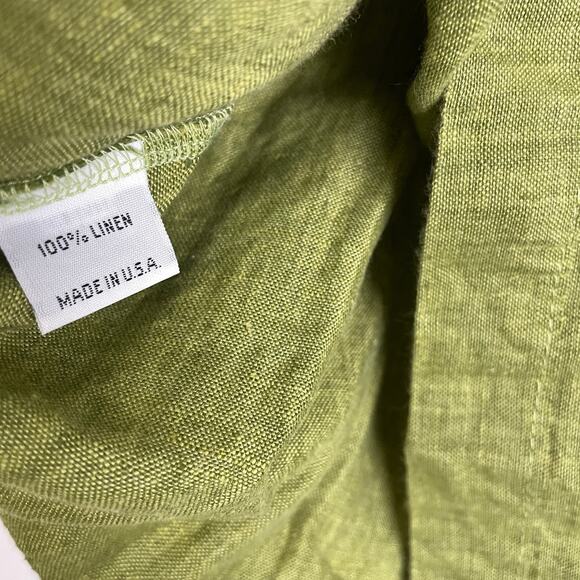 Bryn Walker Linen Top Womens Small Green Button Up Boxy Lagenlook Cropped USA - Picture 12 of 12